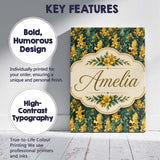 Personalised Name Yellow Iris Floral Custom Premium Decorative Design Modern Room Accent Canvas Wall Art Print Decor Picture Ready to Hang