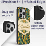 Yellow Iris Floral Seamless Decorative Design Custom Name Protective Phone Case Mobile Cover Durable Everyday Smartphone Shock Resistant
