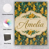 Personalised Name Yellow Iris Floral Custom Premium Decorative Design Modern Room Accent Canvas Wall Art Print Decor Picture Ready to Hang