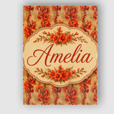 Personalised Name Bold Red Gladiolus Floral Custom  Bespoke Interior Contemporary Canvas Wall Art Print Decor Picture Ready to Hang