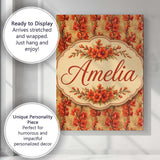 Personalised Name Bold Red Gladiolus Floral Custom  Bespoke Interior Contemporary Canvas Wall Art Print Decor Picture Ready to Hang