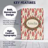 Personalised Name Soft Coral Floral Vertical Custom Bespoke  Contemporary Display Canvas Wall Art Print Decor Picture Ready to Hang