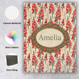 Personalised Name Soft Coral Floral Vertical Custom Bespoke  Contemporary Display Canvas Wall Art Print Decor Picture Ready to Hang