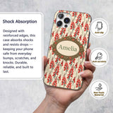 Soft Coral Floral Vertical on Neutral Background Custom Name Protective Phone Case Mobile Cover Durable Everyday Smartphone Shock Resistant