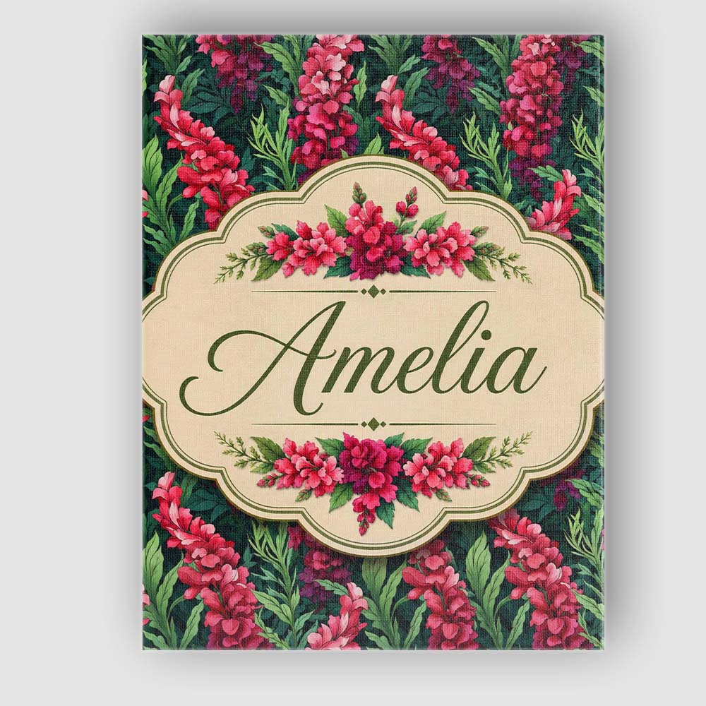 Personalised Name Vibrant Pink Gladiolus Custom  Unique Gift Idea Elegant Feature Canvas Wall Art Print Decor Picture Ready to Hang