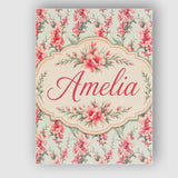 Personalised Name Delicate Pink Floral Custom  Modern Room Accent Elegant Feature Canvas Wall Art Print Decor Picture Ready to Hang
