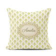 Custom Name Minimalist Light Green Leaf Motif Seamless on Cream Square Filled Cushion Throw Pillow Sofa Bed Home Decor Zip Washable UK Made