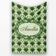 Dark Green Leaf Wave Seamless Pattern with Organic Flowing Shapes  Personalised Custom Name Super Soft Fleece Blanket Bed Sofa Throw