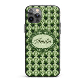Dark Green Leaf Wave Seamless Printed Design Custom Name Protective Phone Case Mobile Cover Durable Everyday Smartphone Shock Resistant