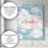 Personalised Name Soft Smiling Cloud Blue Sky Baby Pattern Stylish Custom  Unique Canvas Wall Art Print Decor Picture Ready to Hang