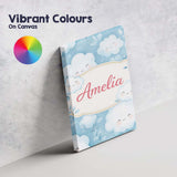 Personalised Name Soft Smiling Cloud Blue Sky Baby Pattern Stylish Custom  Unique Canvas Wall Art Print Decor Picture Ready to Hang