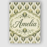 Personalised Name Soft Sage Green Floral Custom  Unique Gift Idea Elegant Feature Canvas Wall Art Print Decor Picture Ready to Hang