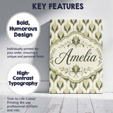 Personalised Name Soft Sage Green Floral Custom  Unique Gift Idea Elegant Feature Canvas Wall Art Print Decor Picture Ready to Hang
