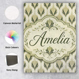 Personalised Name Soft Sage Green Floral Custom  Unique Gift Idea Elegant Feature Canvas Wall Art Print Decor Picture Ready to Hang