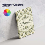 Personalised Name Soft Sage Green Floral Custom  Unique Gift Idea Elegant Feature Canvas Wall Art Print Decor Picture Ready to Hang