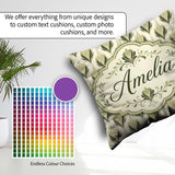 Custom Name Soft Sage Green Floral Damask Seamless Pattern Light Square Filled Cushion Throw Pillow Sofa Bed Home Decor Zip Washable UK Made