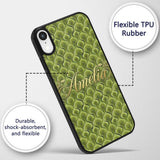 Classic Olive Green Ornamental Motif Seamless Custom Name Protective Phone Case Mobile Cover Durable Everyday Smartphone Shock Resistant