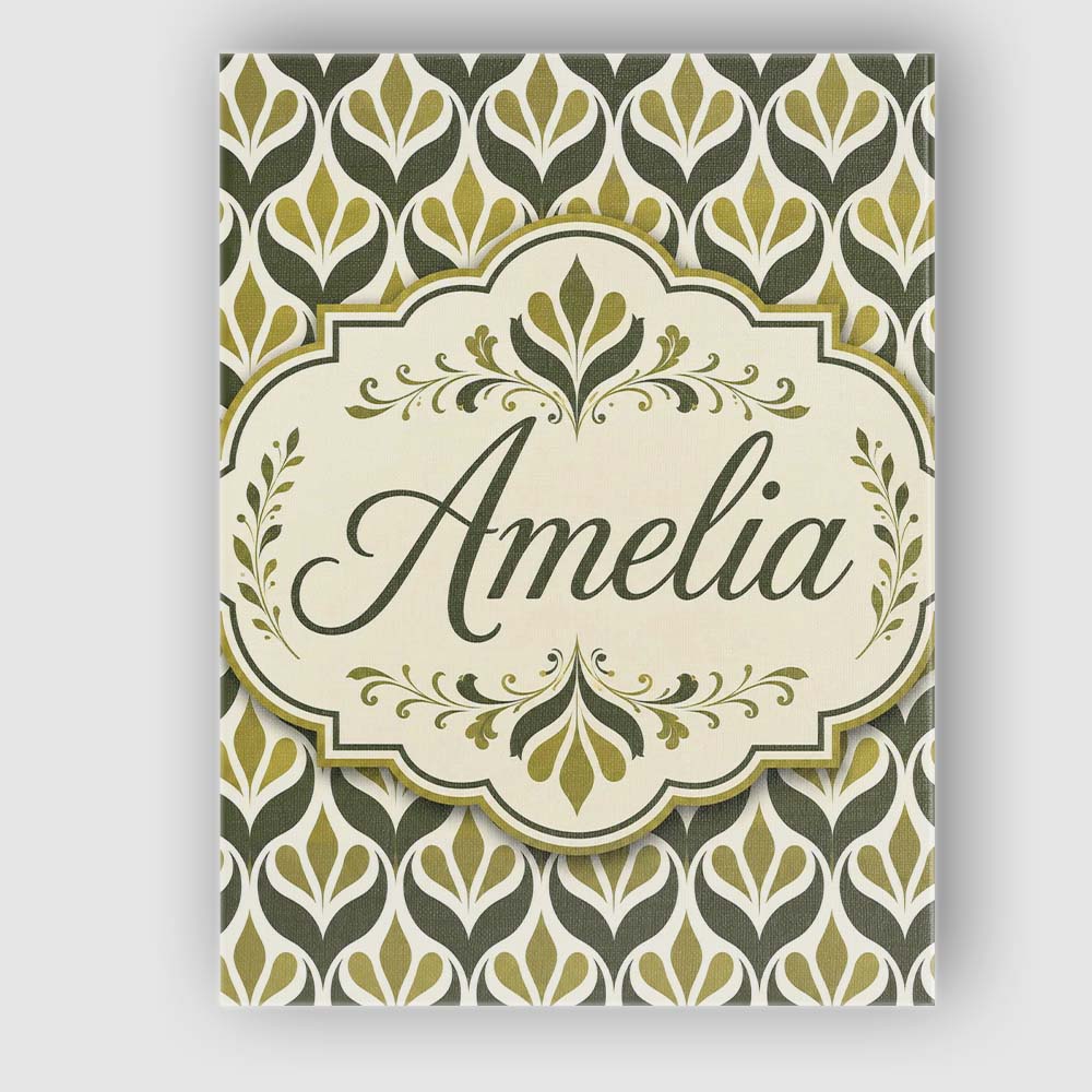 Personalised Name Olive and Black Floral Custom  Unique Gift Idea Elegant Feature Canvas Wall Art Print Decor Picture Ready to Hang