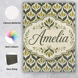 Personalised Name Olive and Black Floral Custom  Unique Gift Idea Elegant Feature Canvas Wall Art Print Decor Picture Ready to Hang