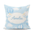 Custom Name Blue Hot Air Balloon Sky Pattern Cute Nursery Design Square Filled Cushion Throw Pillow Sofa Bed Home Decor Zip Washable UK Made