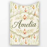 Delicate Onion and Herb Seamless Pattern Soft Botanical Garden Style  Personalised Custom Name Super Soft Fleece Blanket Bed Sofa Throw