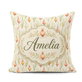 Custom Name Delicate Onion and Herb Seamless Pattern Soft Garden Square Filled Cushion Throw Pillow Sofa Bed Home Decor Zip Washable UK Made