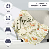 Delicate Onion and Herb Seamless Pattern Soft Botanical Garden Style  Personalised Custom Name Super Soft Fleece Blanket Bed Sofa Throw