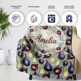 Colorful Onion Variety Seamless Pattern Rustic Farm Produce Design  Personalised Custom Name Super Soft Fleece Blanket Bed Sofa Throw