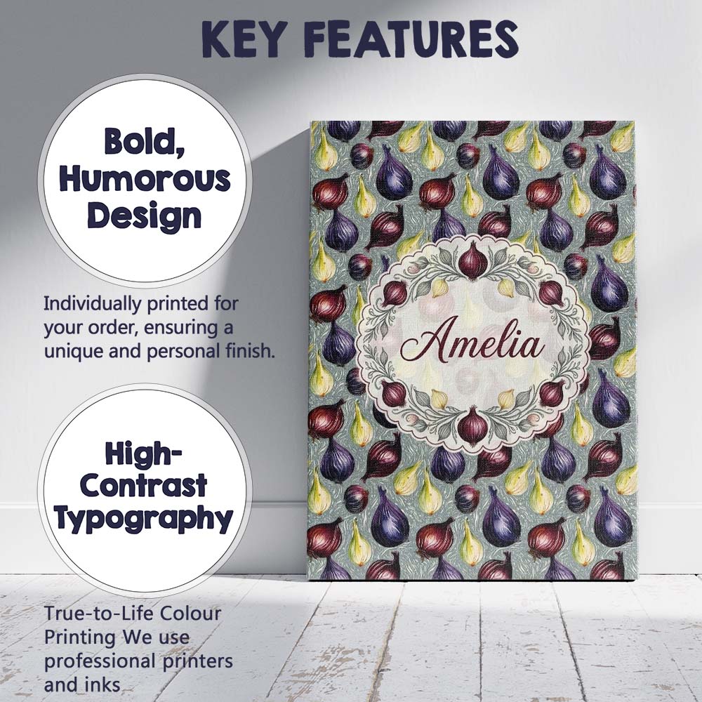 Personalised Name Colorful Onion Variety Custom  Unique Gift Idea Elegant Feature Canvas Wall Art Print Decor Picture Ready to Hang