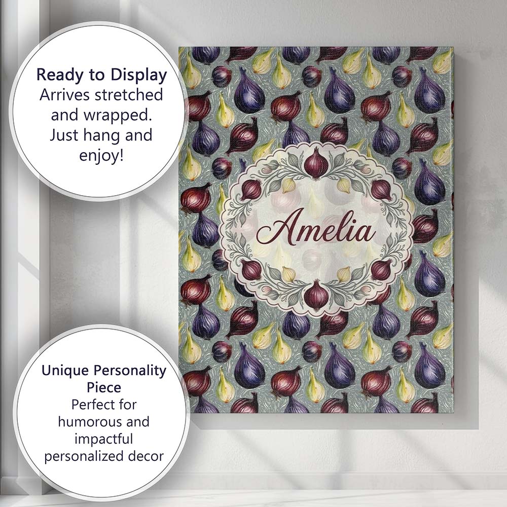 Personalised Name Colorful Onion Variety Custom  Unique Gift Idea Elegant Feature Canvas Wall Art Print Decor Picture Ready to Hang
