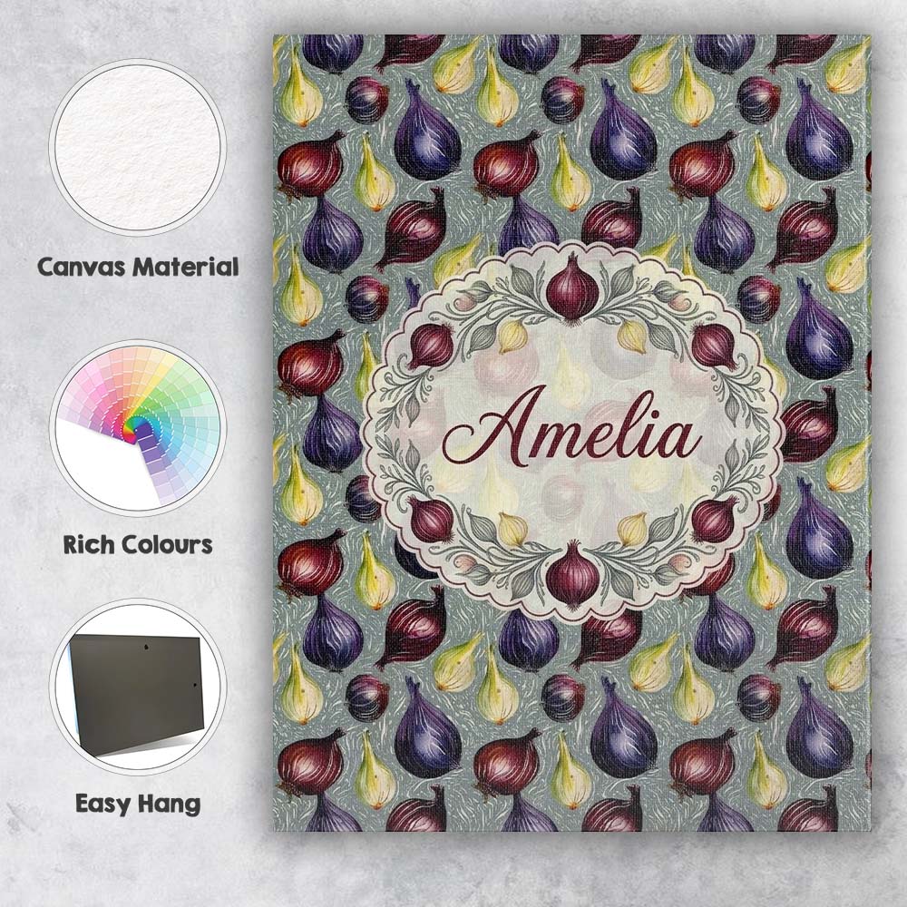 Personalised Name Colorful Onion Variety Custom  Unique Gift Idea Elegant Feature Canvas Wall Art Print Decor Picture Ready to Hang