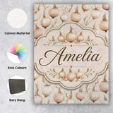 Personalised Name Neutral Beige Onion Custom Modern Room Accent Creative Decorator Style Canvas Wall Art Print Decor Picture Ready to Hang