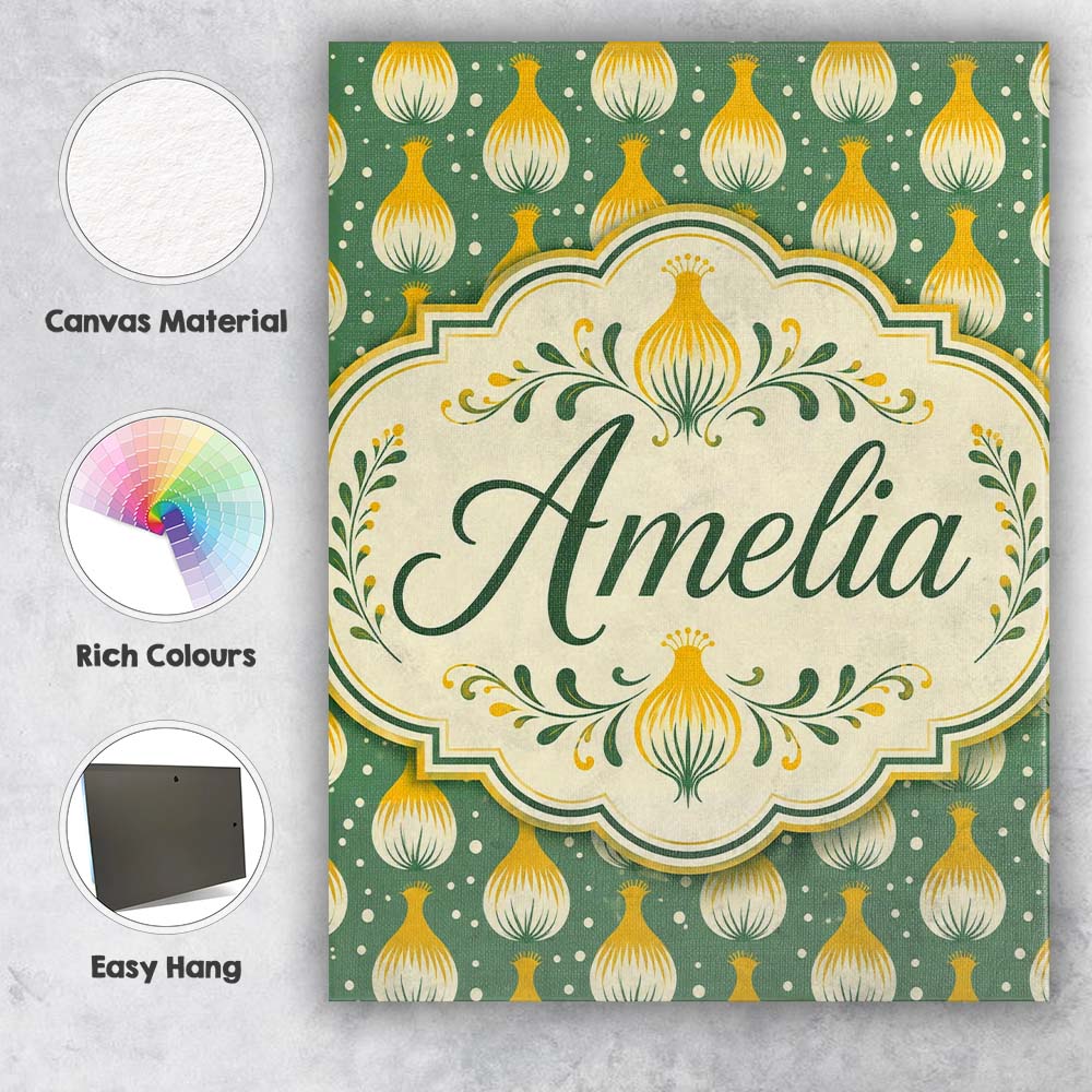 Personalised Name Geometric Onion Motif Custom  Modern Room Accent Elegant Feature Canvas Wall Art Print Decor Picture Ready to Hang