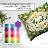 Custom Name Geometric Onion Motif Green Background Modern Design Square Filled Cushion Throw Pillow Sofa Bed Home Decor Zip Washable UK Made