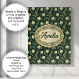 Personalised Name Dark Green Ornate Onion Custom  Unique Gift Idea Elegant Feature Canvas Wall Art Print Decor Picture Ready to Hang