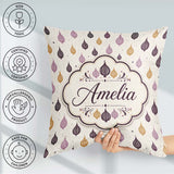 Custom Name Small Scale Onion Repeat Pattern and Mustard Minimal Square Filled Cushion Throw Pillow Sofa Bed Home Decor Zip Washable UK Made