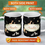 Personalized Custom Name Cute Safari Animals Lion Giraffe Zebra Elephant Pattern Brown Lovely 11oz Ceramic Coffee Tea Mug White Large Handle