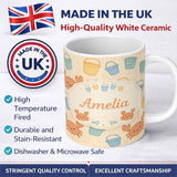 Personalized Custom Name Cute Crab Bucket Beach Cartoon Animal Pattern Cute Unique Gift 11oz Ceramic Coffee Tea Mug White Large Handle
