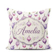 Custom Name Watercolor Purple Onion Seamless Pattern Soft Garden Square Filled Cushion Throw Pillow Sofa Bed Home Decor Zip Washable UK Made