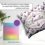 Custom Name Watercolor Purple Onion Seamless Pattern Soft Garden Square Filled Cushion Throw Pillow Sofa Bed Home Decor Zip Washable UK Made