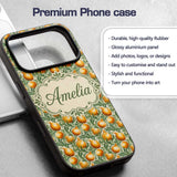 Ornate Golden Onion Vine Pattern Printed Design Custom Name Protective Phone Case Mobile Cover Durable Everyday Smartphone Shock Resistant