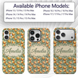 Ornate Golden Onion Vine Pattern Printed Design Custom Name Protective Phone Case Mobile Cover Durable Everyday Smartphone Shock Resistant