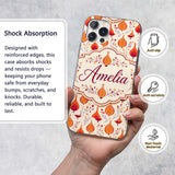 Bright Orange Onion Seamless Pattern Modern Folk Custom Name Protective Phone Case Mobile Cover Durable Everyday Smartphone Shock Resistant