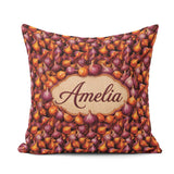 Custom Name Rich Onion Harvest Seamless Deep Red and Gold Rustic Square Filled Cushion Throw Pillow Sofa Bed Home Decor Zip Washable UK Made