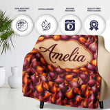 Rich Onion Harvest Seamless Pattern Deep Red and Gold Rustic Style  Personalised Custom Name Super Soft Fleece Blanket Bed Sofa Throw