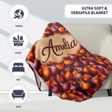 Rich Onion Harvest Seamless Pattern Deep Red and Gold Rustic Style  Personalised Custom Name Super Soft Fleece Blanket Bed Sofa Throw