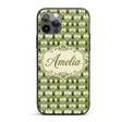 Olive Green Abstract Onion Floral Pattern Mid Custom Name Protective Phone Case Mobile Cover Durable Everyday Smartphone Shock Resistant