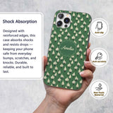 Dark Green Onion Seamless Pattern Elegant Minimal Custom Name Protective Phone Case Mobile Cover Durable Everyday Smartphone Shock Resistant