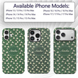 Dark Green Onion Seamless Pattern Elegant Minimal Custom Name Protective Phone Case Mobile Cover Durable Everyday Smartphone Shock Resistant