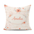 Custom Name Watercolour Floral Cloud Pattern Soft Peach Tones Square Filled Cushion Throw Pillow Sofa Bed Home Decor Zip Washable UK Made
